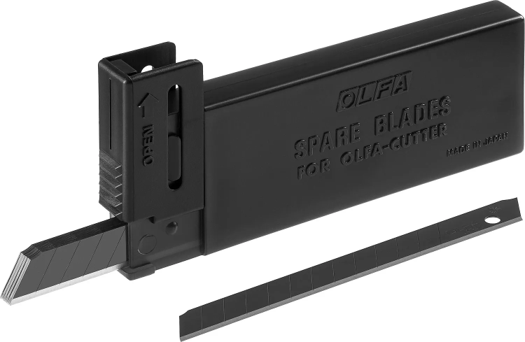 Лезвие OLFA сегментированные BLACK MAX, 9х80х0,38мм, 13 сегментов, 10шт OL-ABB-10B купить в Муравленко