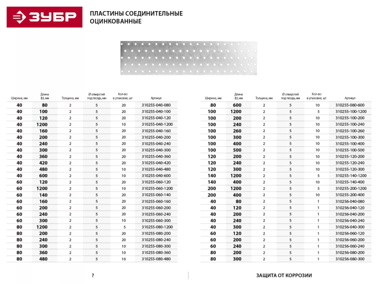 Пластина соединительная ЗУБР "МАСТЕР", 60х200мм, 20шт 310255-060-200 купить в Муравленко