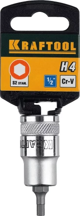 Торцовая бита-головка KRAFTOOL &quot;INDUSTRIE QUALITAT&quot;, материал S2, HEX, сатинированная, 1/2&quot;, H4 27908-04_z01 купить в Муравленко