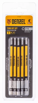Бита T15x100 мм, 5 шт. Denzel 7711329 купить в Муравленко