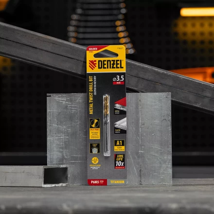 Сверло спиральное по металлу 3,5 x 70 мм, Р6М5, Golden Tip , 2шт. Denzel 718227 купить в Муравленко