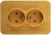 Розетка СВЕТОЗАР &quot;ГАММА&quot; с заземлением, двойная, цвет ольха, 16А/~250В SV-54107-A купить в Муравленко
