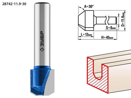 ЗУБР 11.9 x 13 мм, фреза пазовая фасонная №3, Профессионал (28742-11.9-30) купить в Муравленко