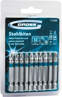 Набор бит РН2х90, сталь S2, 10шт GROSS 11379