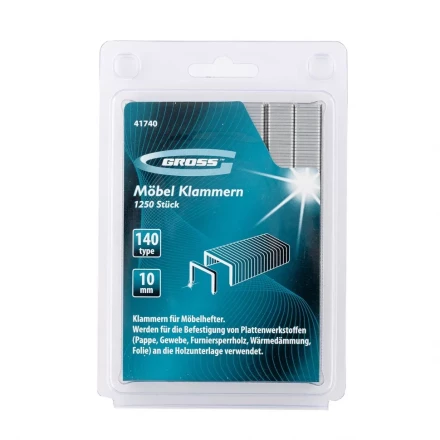 Скобы 10 мм для мебельного степлера усиленные тип 140 1250 шт GROSS 41740 купить в Муравленко