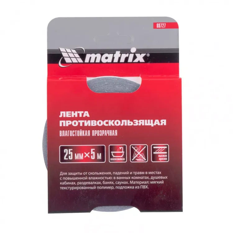 Лента противоскользящая влагостойкая прозрачная 25 мм х 5 м Matrix 88727 купить в Муравленко