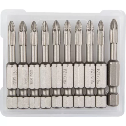 Биты &quot;ЕХPERT&quot; торсионные кованые, обточенные, KRAFTOOL 26123-1-50-10, Cr-Mo сталь, тип хвостовика E 1/4&quot;, PZ1, 50мм, 10шт 26123-1-50-10 купить в Муравленко