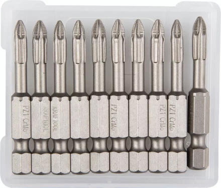 Биты &quot;ЕХPERT&quot; торсионные кованые, обточенные, KRAFTOOL 26123-1-50-10, Cr-Mo сталь, тип хвостовика E 1/4&quot;, PZ1, 50мм, 10шт 26123-1-50-10 купить в Муравленко