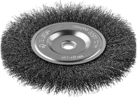 ЗУБР &quot;ПРОФЕССИОНАЛ&quot;. Щетка дисковая для точильно-шлифовального станка, витая стальная проволока 0,3мм, 150х12,7мм 35185-150_z02 купить в Муравленко
