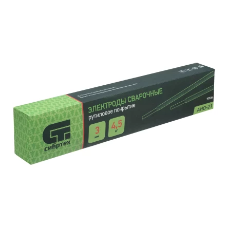 Электроды АНО-21, диам. 3 мм, 4,5 кг., рутиловое покрытие Сибртех 97536 купить в Муравленко