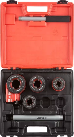 Набор ЗУБР &quot;ЭКСПЕРТ&quot; №4 резьбонарезной трубный в пластмассовом боксе, 1/2&quot; - 1 1/4&quot;, 5 предметов 28270-H4 купить в Муравленко