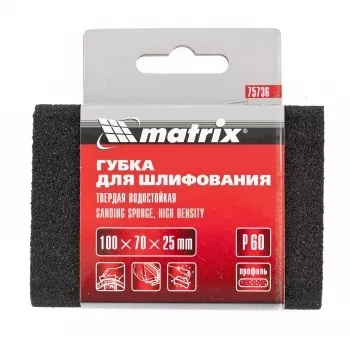 Губка для шлифования 100 х 70 х 25 мм овал твердая P40 MATRIX 75735 купить в Муравленко
