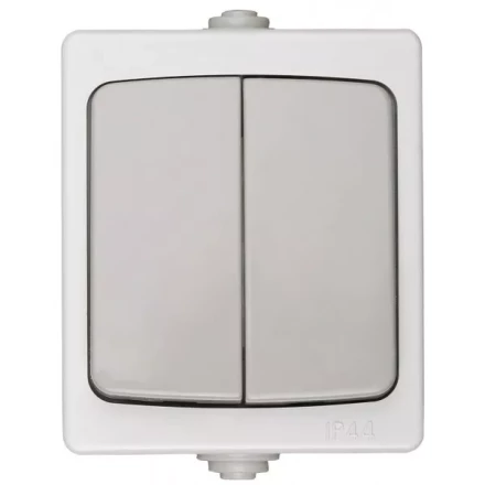 Выключатель СВЕТОЗАР &quot;АВРОРА&quot; двухклавишный, IP44, цвет серо-белый, 10А/~250В SV-54336-W купить в Муравленко