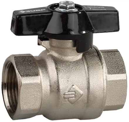 Кран шаровой ЗУБР полнопроходной &quot;мама-мама&quot;, бабочка, хромиров латунь, 1/2&quot; 4-51323-C-1/2 купить в Муравленко