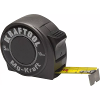 Рулетка KRAFTOOL "MG-Kraft", особопроч корпус, Mg сплав, нейлон покрытие, суперкомпакт размер, 5м/19м 34129-05-19