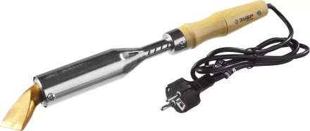 Паяльник, ЗУБР &quot;МАСТЕР&quot; 55303-300, с выключателем, деревянной рукояткой и долговечным жалом, 300Вт, клин 55303-300 купить в Муравленко
