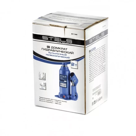 Домкрат гидравлический бутылочный телескопический 2 т подъем 170-380 мм Stels 51144 купить в Муравленко