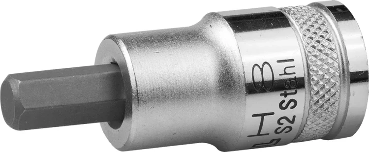 Торцовая бита-головка KRAFTOOL "INDUSTRIE QUALITAT", материал S2, HEX, сатинированная, 1/2", H8 27908-08_z01 купить в Муравленко