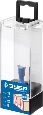 ЗУБР 19 x 20 мм, угол 7°, фреза пазовая фасонная Ласточкин Хвост, Профессионал (28748-19) купить в Муравленко