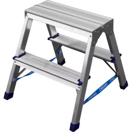 Лестница-стремянка двухсторонняя алюминиевая, СИБИН 38825-02, 2 ступени 38825-02 купить в Муравленко