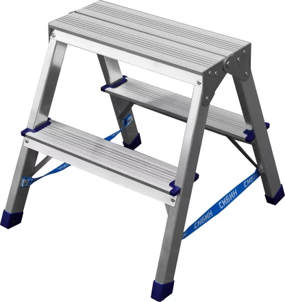 Лестница-стремянка двухсторонняя алюминиевая, СИБИН 38825-02, 2 ступени 38825-02 купить в Муравленко