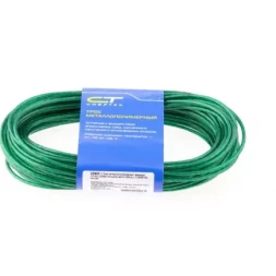 Трос металлополимерный зеленый ПР-2.0 2,0 мм толщина моток 20 м СИБРТЕХ 47645