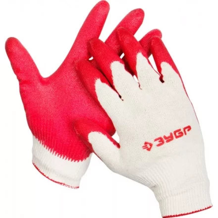 Перчатки ЗУБР &quot;МAСTEP&quot; трикотажные, х/б, обливная ладонь из латекса, S-M 11458-S купить в Муравленко