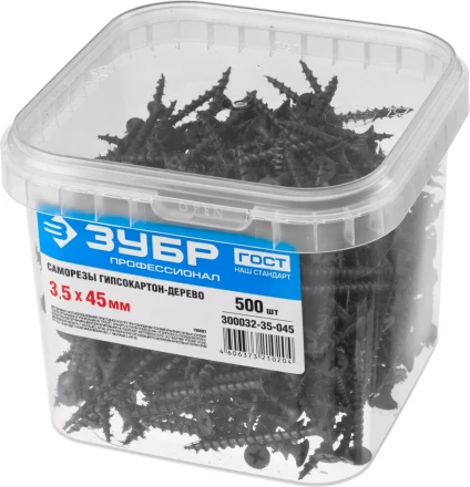 Саморезы фосфатированные с крупной резьбой, гипсокартон-дерево, ЗУБР 300032-35-045, PH2, 3,5 x 45 мм, 500 шт 300032-35-045 купить в Муравленко