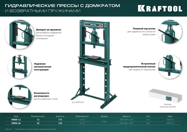 Прессы гидравлические с домкратом и возвратными пружинами 43470-12 купить в Муравленко