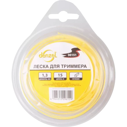 Леска для триммера квадратная, 1,3мм х 15м  Denzel Россия 96151 купить в Муравленко