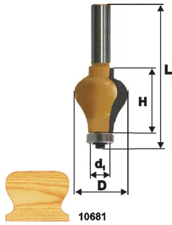 Фреза по дереву кромочная фигурная для перил 32х38 твердосплав ц/хв 12 ЭНКОР 10681 купить в Муравленко