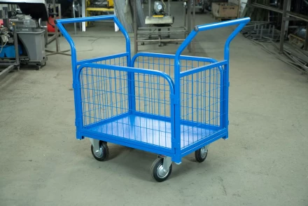 Тележка платформенная TOR ТП-2С (600х900) с бортами из сетки и двумя ручками (колеса 160 мм) 1012414 купить в Муравленко