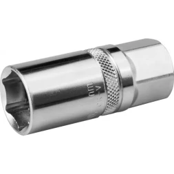 Торцовая головка KRAFTOOL &quot;INDUSTRIE QUALITAT&quot;, свечная с резин. вставк., Cr-V, FLANK, хромосатинированная, 1/2&quot;, 16мм 27812-16_z01