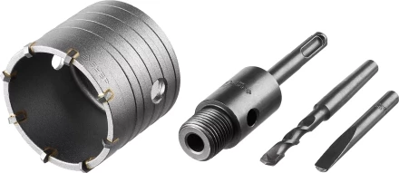 Коронка ЗУБР буровая, коническая посадка центрирующего сверла, SDS-Plus хвостовик, в сборе, 68мм 2918-68_z01 купить в Муравленко