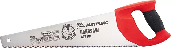 Ножовка по дереву 500 мм 7-8 TPI зуб - 3D каленый зуб двухкомпонентная рукоятка MATRIX 23542 купить в Муравленко