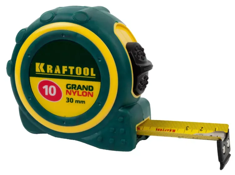 Рулетка KRAFTOOL "GRAND", двухкомпонентный корпус, двусторонняя шкала, нейлоновое покрытие, 10мх30мм 3412-10_z01 купить в Муравленко