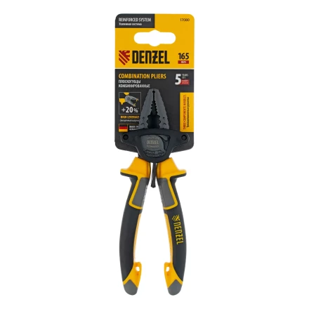 Плоскогубцы комбинированные 165 мм Denzel 17080, трехкомпонентные рукоятки купить в Муравленко