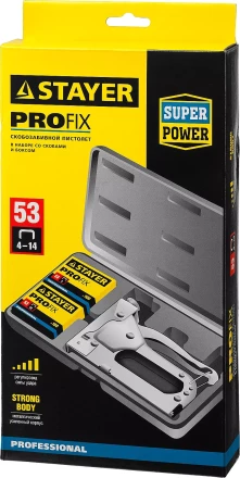 Степлер &quot;Pro 53&quot; для скоб тип 53 (4-14 мм), в кейсе, STAYER Professional 3150-H4_z01 купить в Муравленко