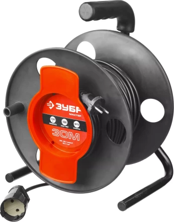 Удлинитель ЗУБР &quot;МАСТЕР&quot; на катушке, ПВС 2х1кв мм, 1 гнездо, макс мощн 2200Вт, 30м 55075-30 купить в Муравленко
