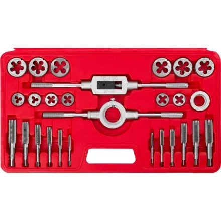 Набор ЗУБР &quot;МАСТЕР&quot; с металлорежущим инстр., метчики однопроходные и плашки М5-М16, оснастка - в пластик. боксе, 27пред. 28123-H27 купить в Муравленко