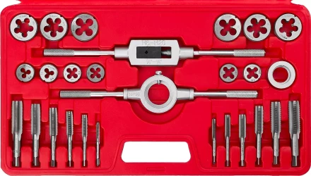 Набор ЗУБР &quot;МАСТЕР&quot; с металлорежущим инстр., метчики однопроходные и плашки М5-М16, оснастка - в пластик. боксе, 27пред. 28123-H27 купить в Муравленко