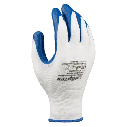 Перчатки полиэфирные с синим нитрильным покрытием, размер 9, 13 класс вязки// Сибртех 678625 купить в Муравленко