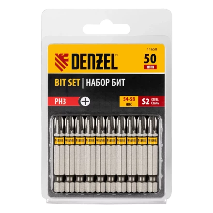 Бита PH3х50, сталь S2, шестигранный профиль, 10 шт. Е 6,3 Denzel 11650 купить в Муравленко