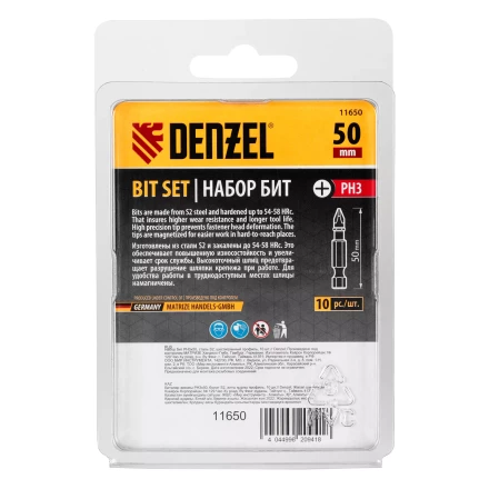 Бита PH3х50, сталь S2, шестигранный профиль, 10 шт. Е 6,3 Denzel 11650 купить в Муравленко
