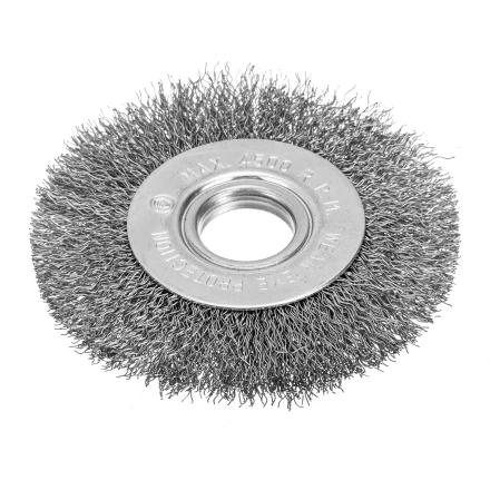 Щетка для УШМ, 100 мм, посадка 22.2 мм, плоская, витая проволока 0.3 мм Сибртех 746487 купить в Муравленко