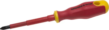 Отвертка STAYER &quot;PROFI&quot; &quot;ELECTRO&quot; диэлектрическая до 1000В, двухкомп рукоятка, PH № 2 х 100мм 25142-2-10 купить в Муравленко