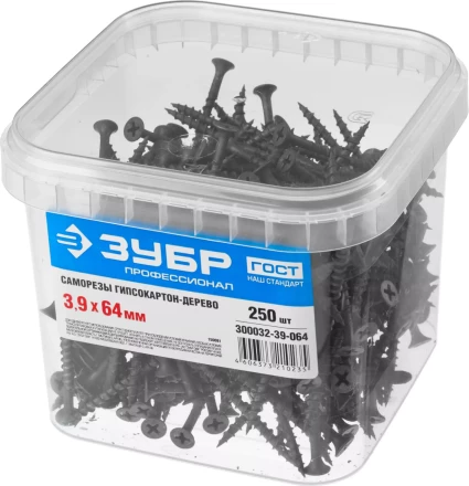 Саморезы фосфатированные с крупной резьбой, гипсокартон-дерево, ЗУБР 300032-39-064, PH2, 3,9 x 64 мм, 250 шт 300032-39-064 купить в Муравленко