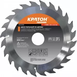 Диск пильный по дереву Кратон 200 х 32 х 2,2 мм 24T 1 06 02 030 купить в Муравленко