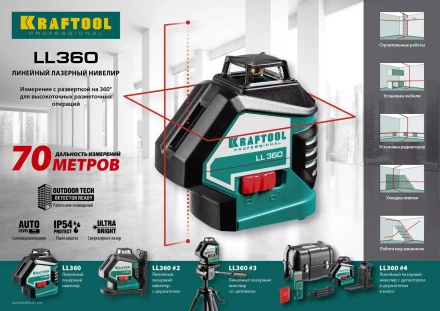 Нивелиры лазерные LL-360, 360 град, 20/70м, IP54 34645 купить в Муравленко