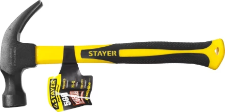 Молоток-гвоздодер &quot;Fiberglass&quot; с фиберглассовой рукояткой, 560 г, STAYER Professional 2026-560_z01 купить в Муравленко